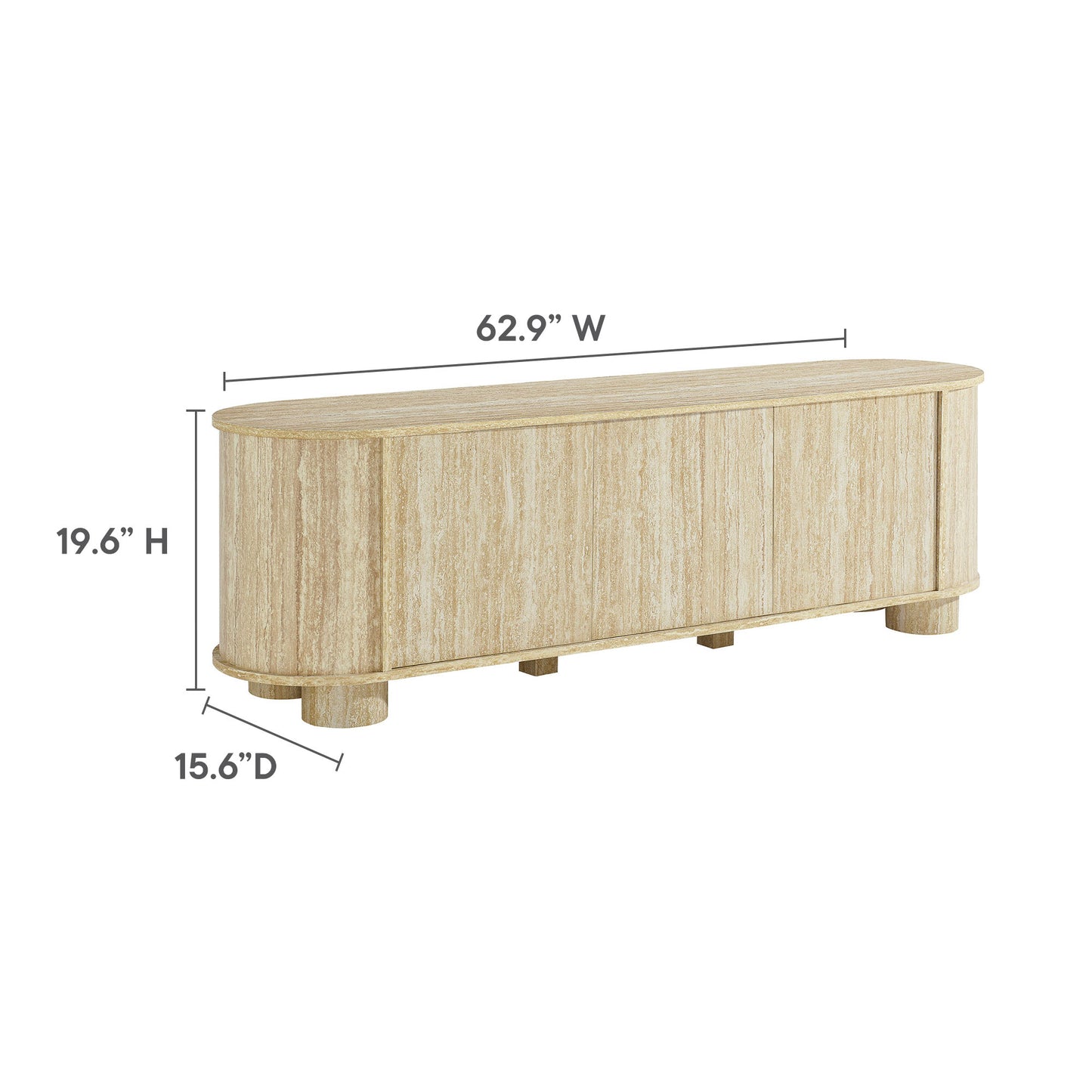 Overture 63" Oval Faux Travertine TV Stand by Furniture For America