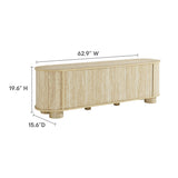 Vaughn 63" Oval Faux Travertine TV Stand in Travertine