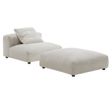 Reed Modular Corduroy Upholstered Armless Chair and Ottoman Set in Almond