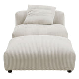Reed Modular Corduroy Upholstered Armless Chair and Ottoman Set in Almond