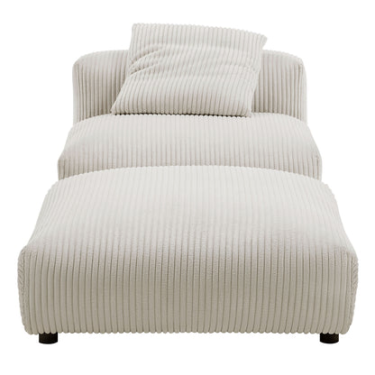 Solace Modular Corduroy Upholstered Armless Chair and Ottoman Set by Furniture For America