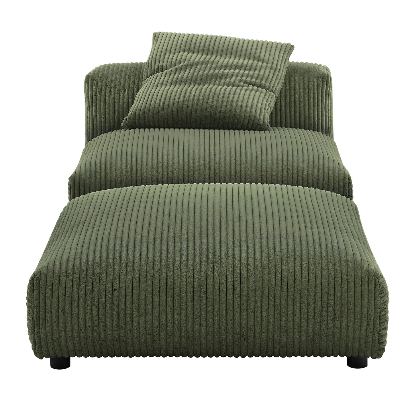 Solace Modular Corduroy Upholstered Armless Chair and Ottoman Set by Furniture For America