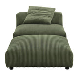 Reed Modular Corduroy Upholstered Armless Chair and Ottoman Set in Fern