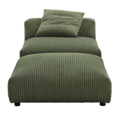 Solace Modular Corduroy Upholstered Armless Chair and Ottoman Set by Furniture For America