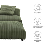 Reed Modular Corduroy Upholstered Armless Chair and Ottoman Set in Fern