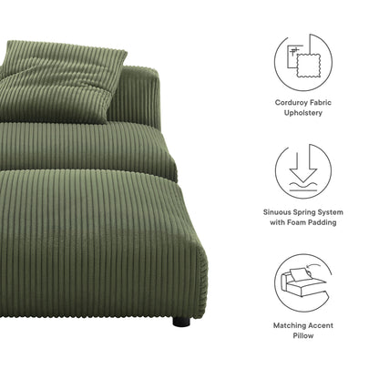 Solace Modular Corduroy Upholstered Armless Chair and Ottoman Set by Furniture For America