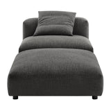 Reed Modular Upholstered Fabric Armless Chair and Ottoman Set in Charcoal