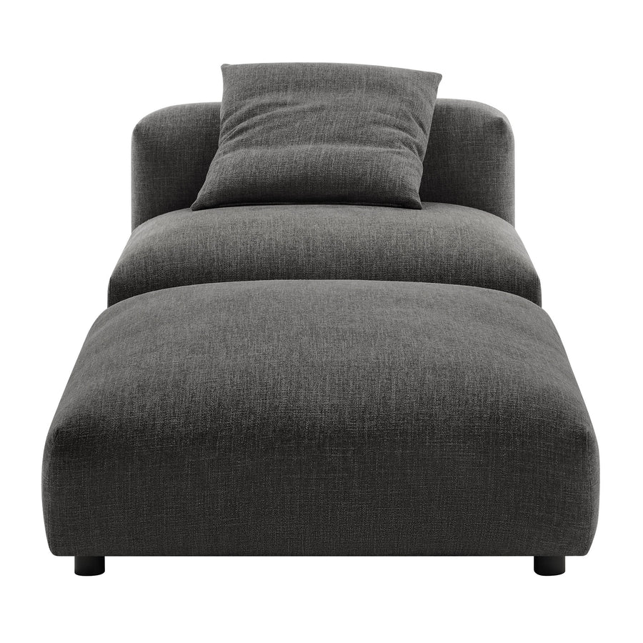 Reed Modular Upholstered Fabric Armless Chair and Ottoman Set in Charcoal