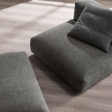 Reed Modular Upholstered Fabric Armless Chair and Ottoman Set in Charcoal