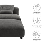 Reed Modular Upholstered Fabric Armless Chair and Ottoman Set in Charcoal