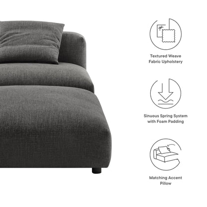 Solace Modular Upholstered Fabric Armless Chair and Ottoman Set by Furniture For America