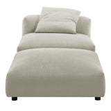 Reed Modular Upholstered Fabric Armless Chair and Ottoman Set in Linen