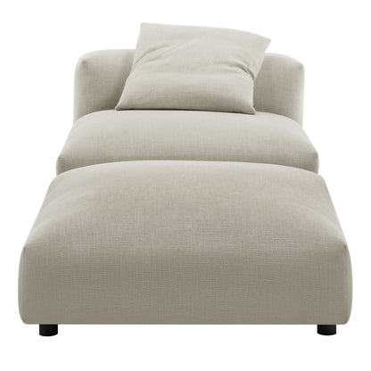 Solace Modular Upholstered Fabric Armless Chair and Ottoman Set by Furniture For America