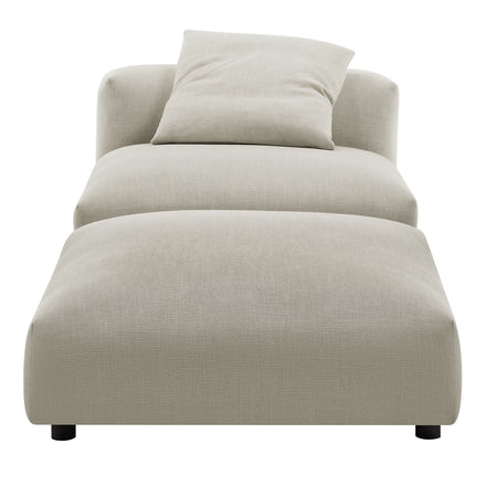 Solace Modular Upholstered Fabric Armless Chair and Ottoman Set in Linen