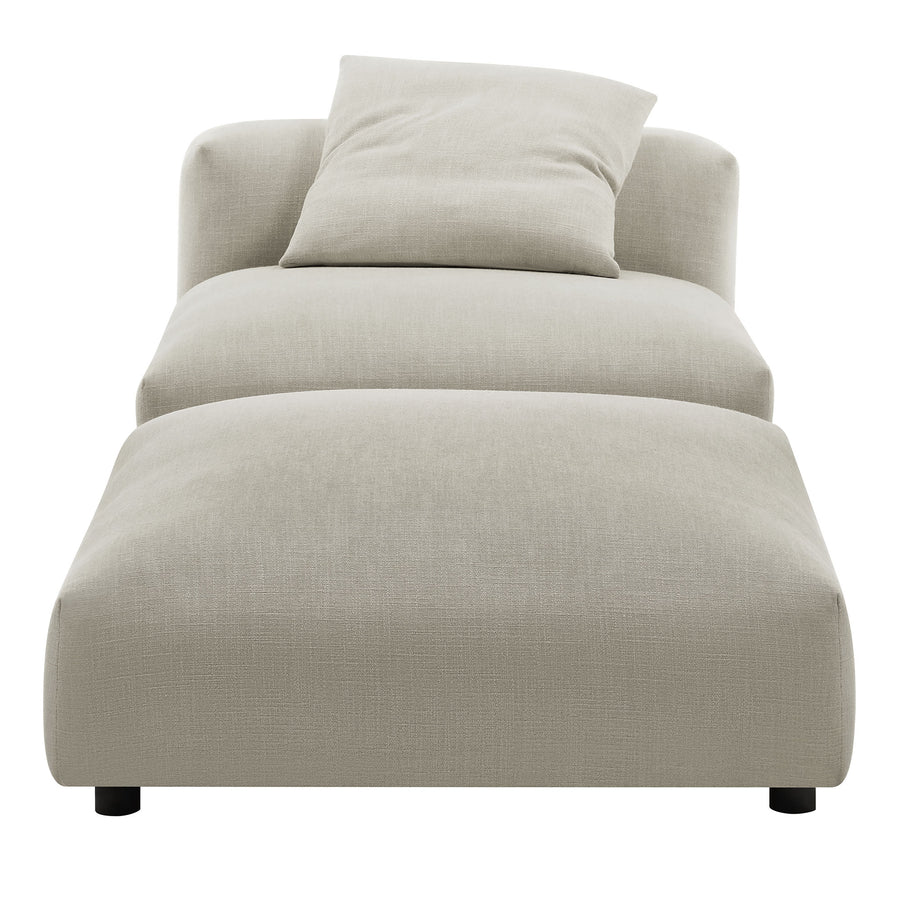 Reed Modular Upholstered Fabric Armless Chair and Ottoman Set in Linen