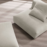 Reed Modular Upholstered Fabric Armless Chair and Ottoman Set in Linen