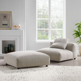 Reed Modular Upholstered Fabric Armless Chair and Ottoman Set in Linen