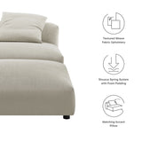 Reed Modular Upholstered Fabric Armless Chair and Ottoman Set in Linen