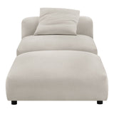 Reed Modular Upholstered Fabric Armless Chair and Ottoman Set in Salt