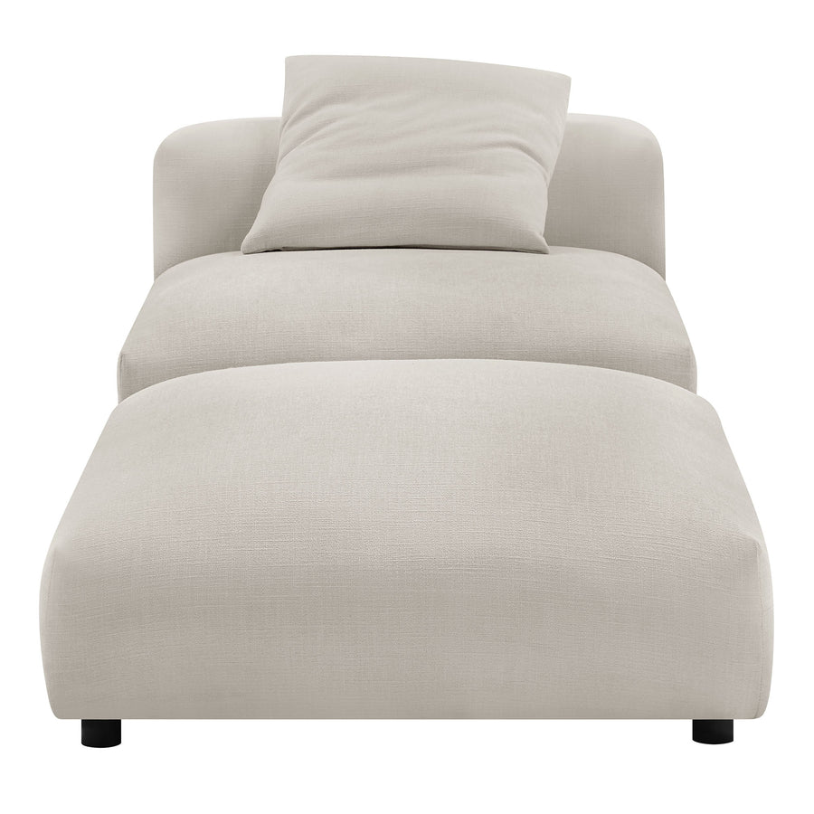 Reed Modular Upholstered Fabric Armless Chair and Ottoman Set in Salt