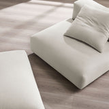 Reed Modular Upholstered Fabric Armless Chair and Ottoman Set in Salt