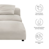 Reed Modular Upholstered Fabric Armless Chair and Ottoman Set in Salt