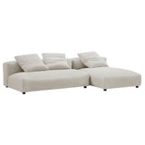 Reed 2-Piece Modular Corduroy Upholstered Sectional Sofa With Chaise in Almond