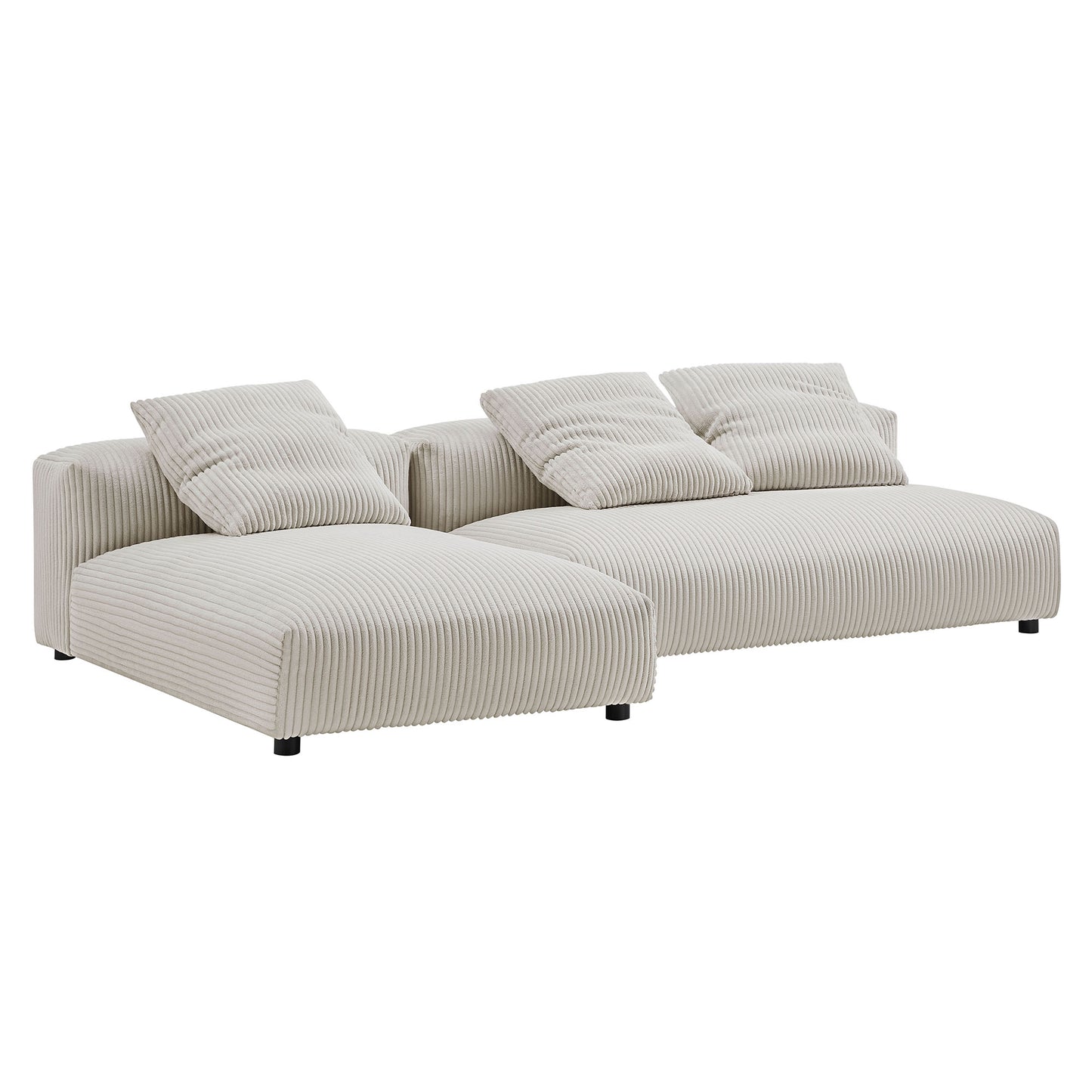 Solace 2-Piece Modular Corduroy Upholstered Sectional Sofa With Chaise by Furniture for America