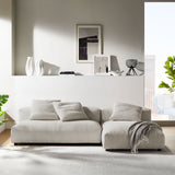 Reed 2-Piece Modular Corduroy Upholstered Sectional Sofa With Chaise in Almond