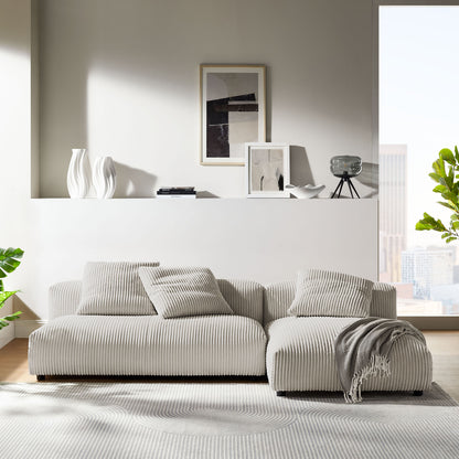Solace 2-Piece Modular Corduroy Upholstered Sectional Sofa With Chaise by Furniture for America