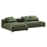Reed 2-Piece Modular Corduroy Upholstered Sectional Sofa With Chaise in Fern