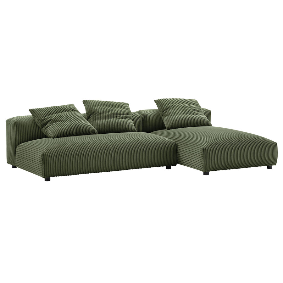 Reed 2-Piece Modular Corduroy Upholstered Sectional Sofa With Chaise in Fern