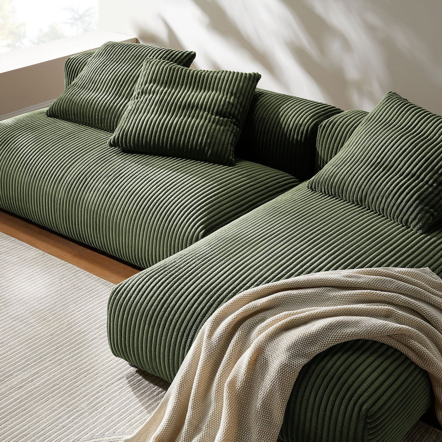 Reed 2-Piece Modular Corduroy Upholstered Sectional Sofa With Chaise in Fern