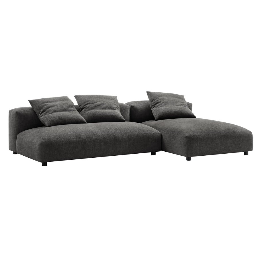 Reed 2-Piece Modular Upholstered Fabric Sectional Sofa With Chaise in Charcoal