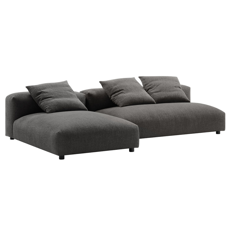 Reed 2-Piece Modular Upholstered Fabric Sectional Sofa With Chaise in Charcoal