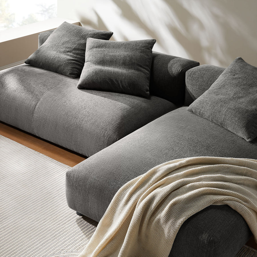 Reed 2-Piece Modular Upholstered Fabric Sectional Sofa With Chaise in Charcoal