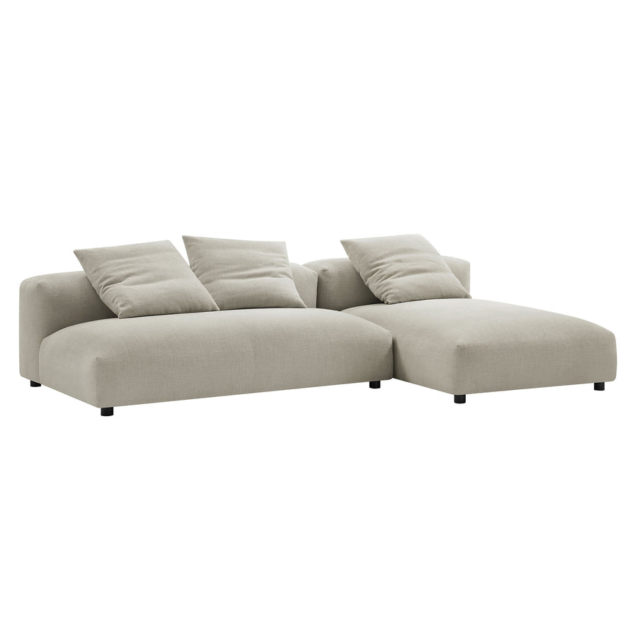 Reed 2-Piece Modular Upholstered Fabric Sectional Sofa With Chaise in Linen