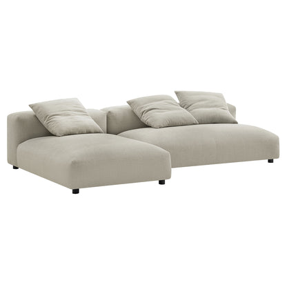Solace 2-Piece Modular Upholstered Fabric Sectional Sofa With Chaise by Furniture for America