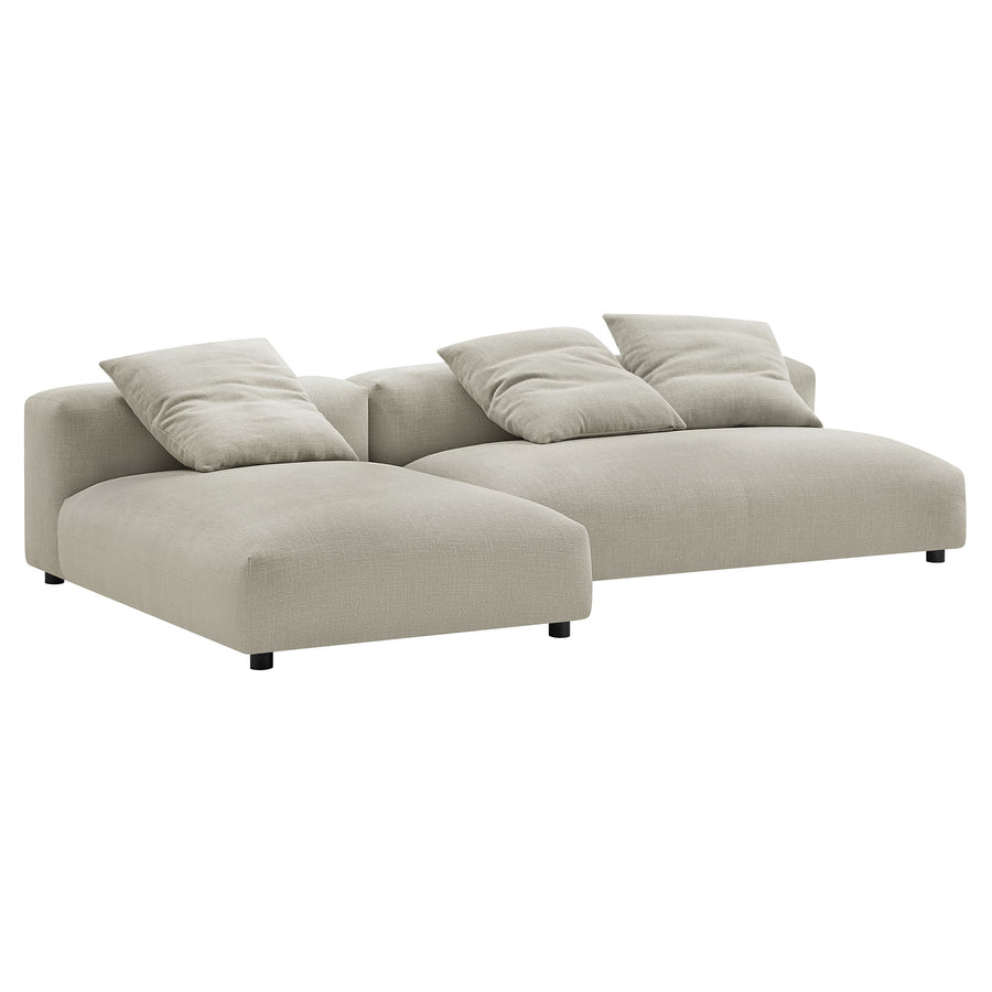 Reed 2-Piece Modular Upholstered Fabric Sectional Sofa With Chaise in Linen