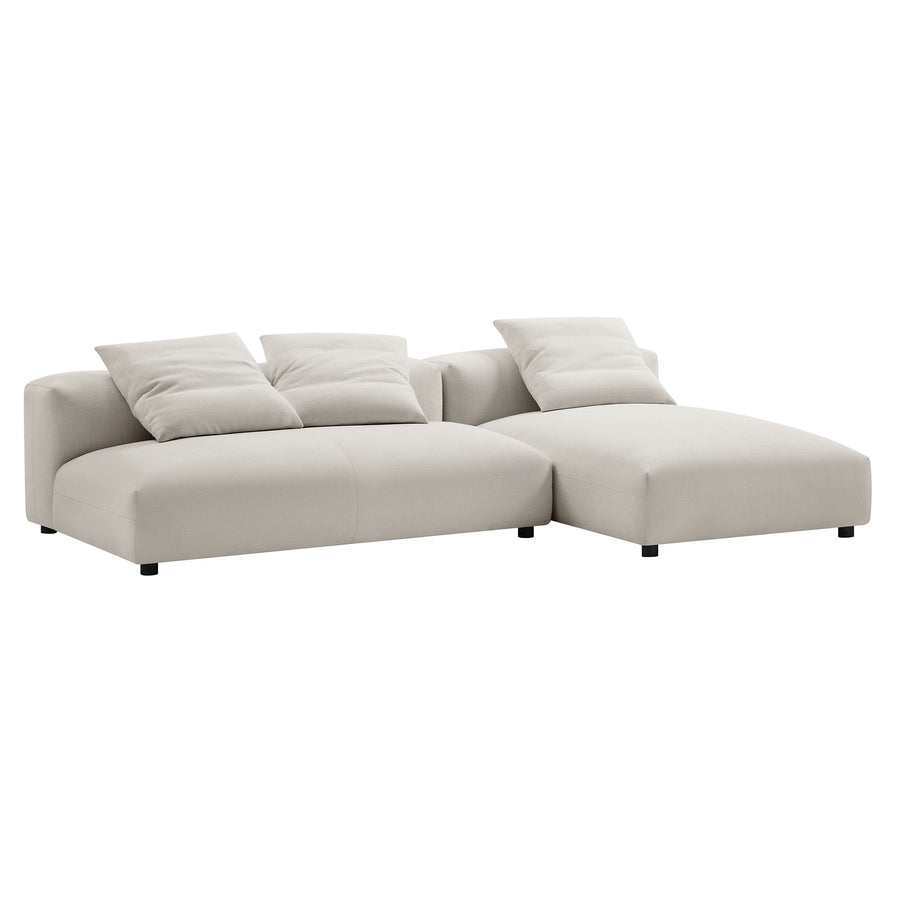 Reed 2-Piece Modular Upholstered Fabric Sectional Sofa With Chaise in Salt