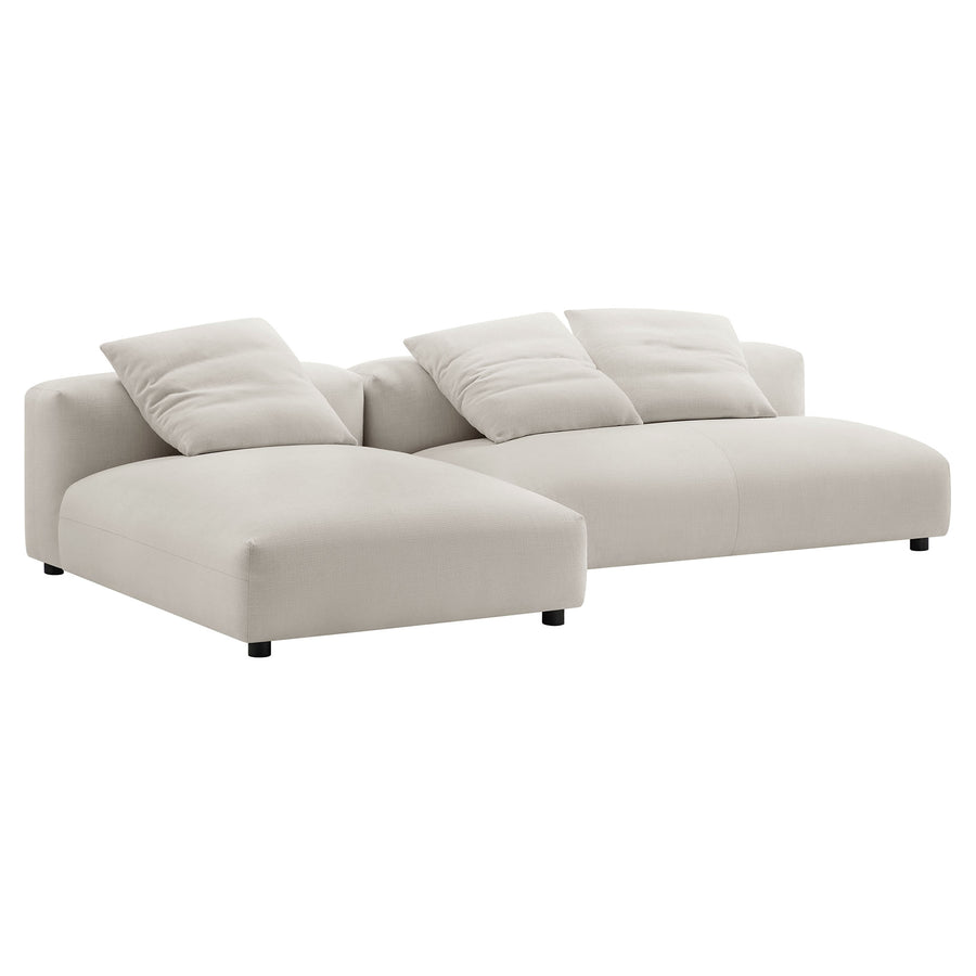 Reed 2-Piece Modular Upholstered Fabric Sectional Sofa With Chaise in Salt