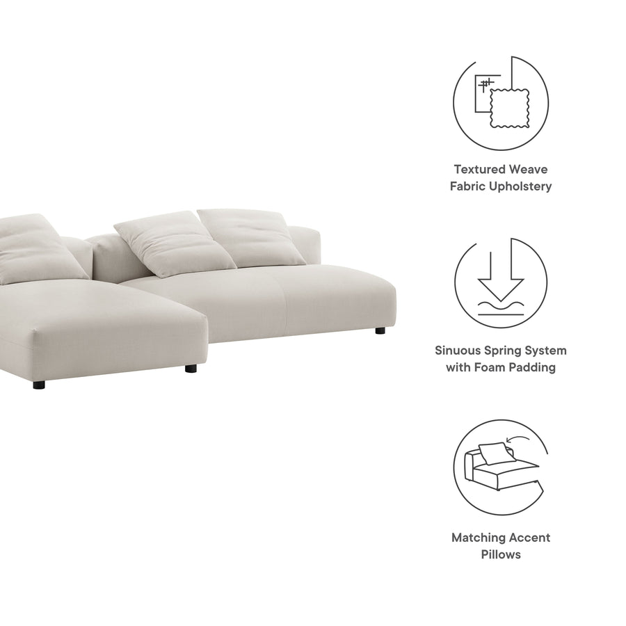 Reed 2-Piece Modular Upholstered Fabric Sectional Sofa With Chaise in Salt