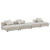 Reed 4-Piece Modular Corduroy Upholstered Sectional Sofa in Almond