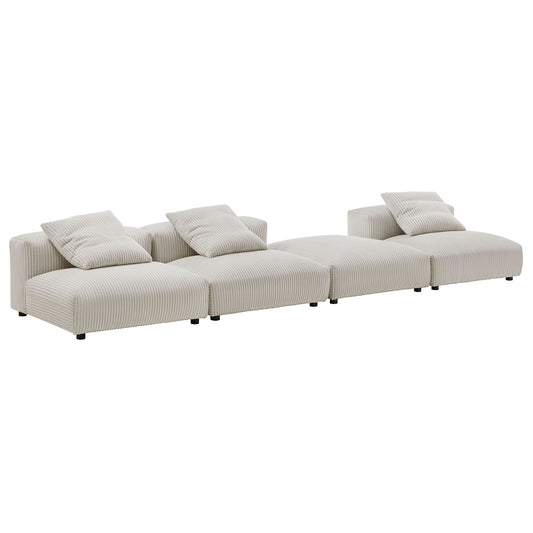 Solace 4-Piece Modular Corduroy Upholstered Sectional Sofa by Furniture for America