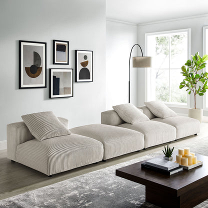 Solace 4-Piece Modular Corduroy Upholstered Sectional Sofa by Furniture for America