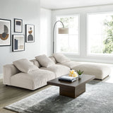Reed 4-Piece Modular Corduroy Upholstered Sectional Sofa in Almond