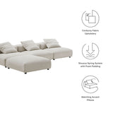 Reed 4-Piece Modular Corduroy Upholstered Sectional Sofa in Almond