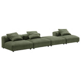 Reed 4-Piece Modular Corduroy Upholstered Sectional Sofa in Fern