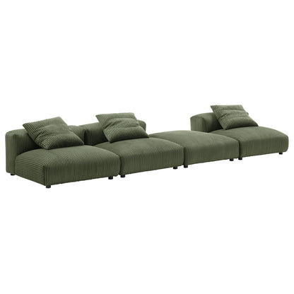 Solace 4-Piece Modular Corduroy Upholstered Sectional Sofa by Furniture for America