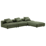 Reed 4-Piece Modular Corduroy Upholstered Sectional Sofa in Fern